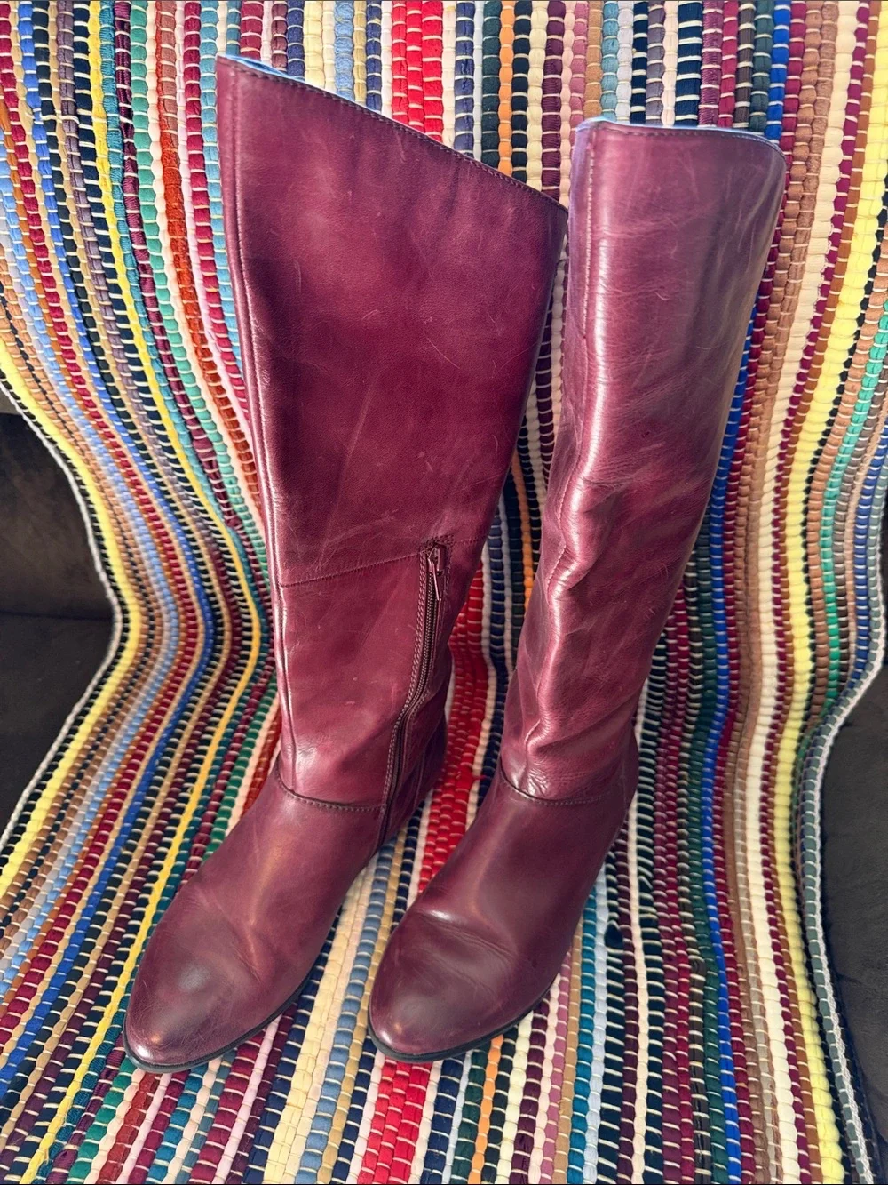 Aldo Over-the-Knee Leather Boots in Deep Wine
